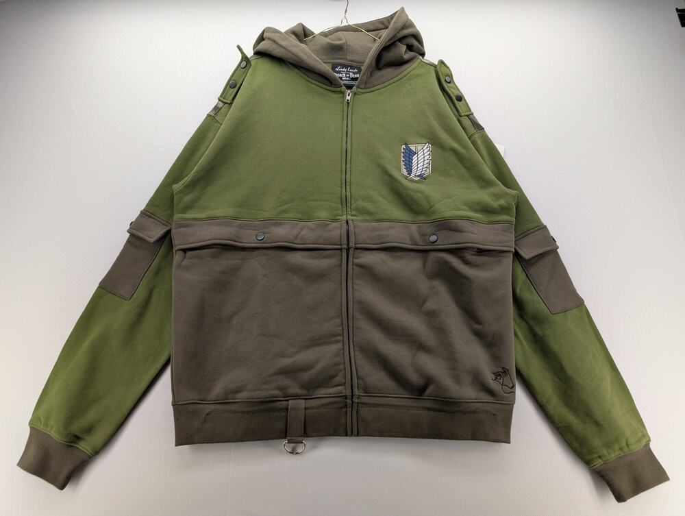 NWOT Steady Hands Attack on Titan Utility Hoodie in Green size Large